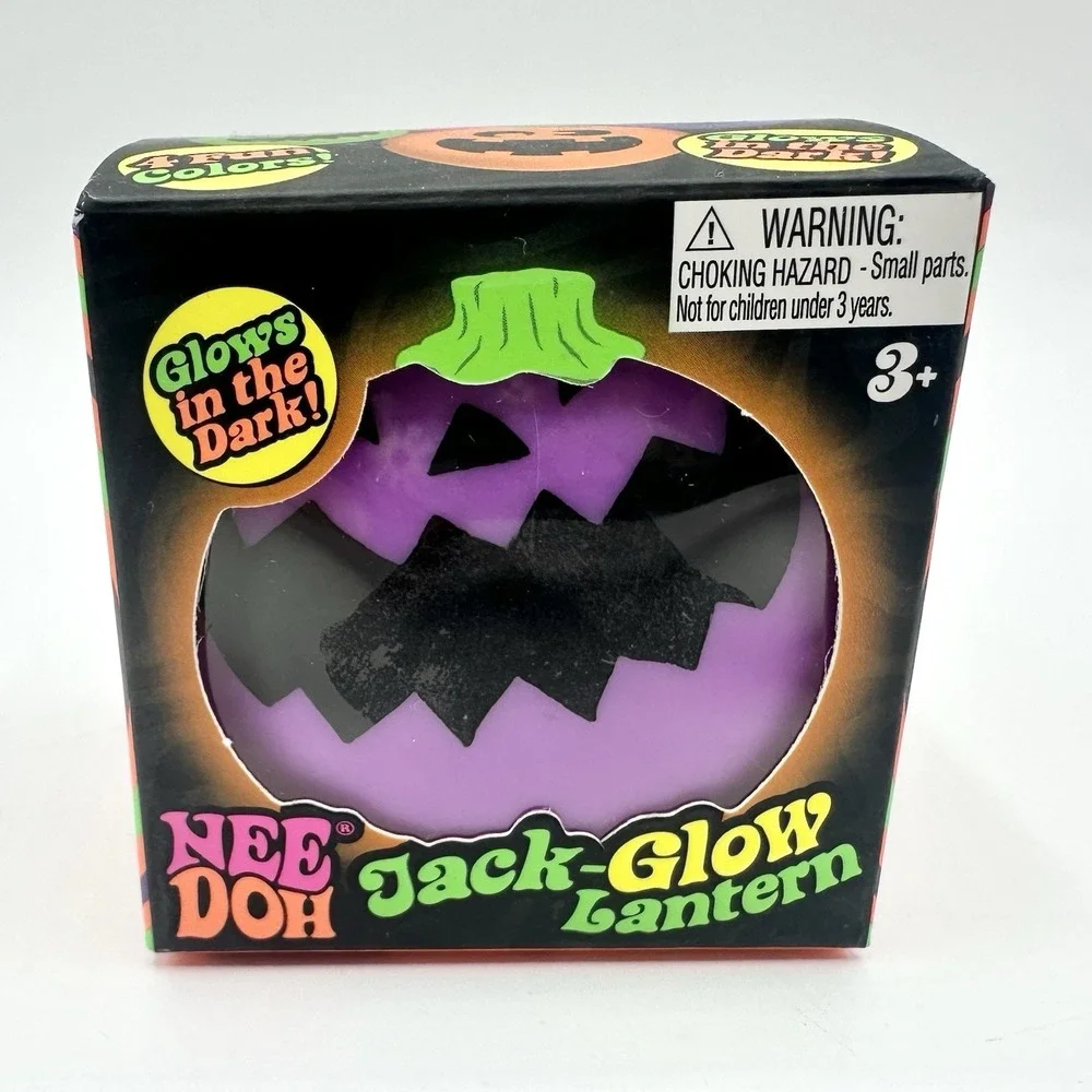 New Sealed NeeDoh Purple Jack Glow Pumpkin Halloween Glow In The Dark Schylling